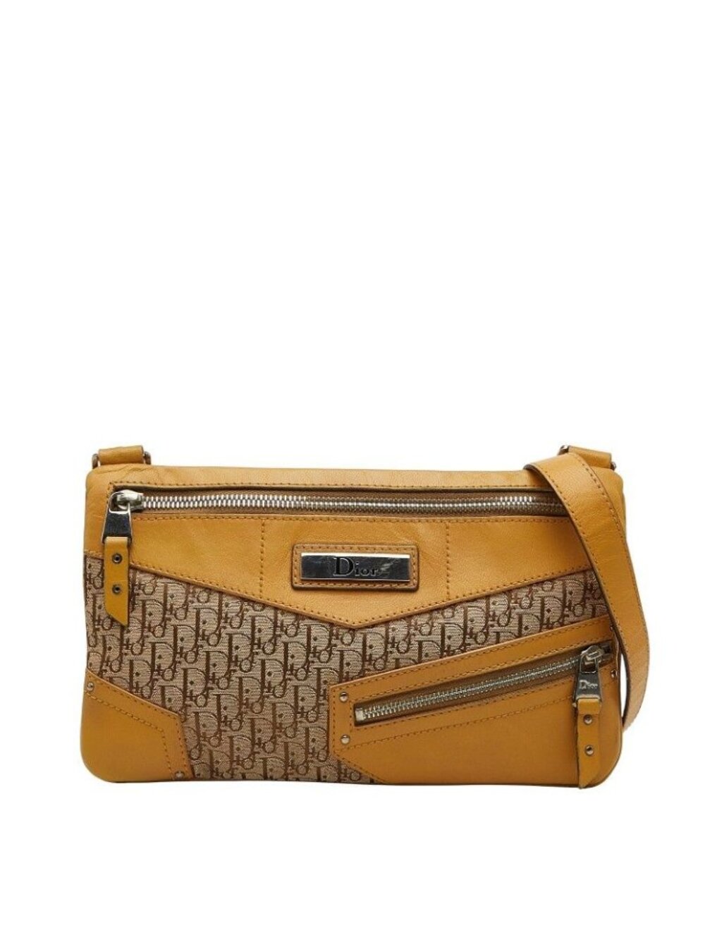 Dior Trotter Crossbody Shoulder Bag Beige Canvas Leather